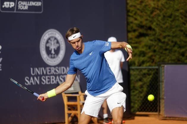 Concepcion 16 de febrero de 2021 El jugador chileno Nicolas Jarry, debuta en la segunda jornada del Cuadro ATP, Tennis Herren Challenger Concepción 2021. Pablo Hidalgo Aton Chile Cuadro ATP Challenger Concepción 2021
