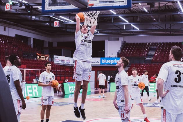 ProA 10 Spieltag Artland Dragons vs Science City Jena, 16 02 2021 Jacob Knauf Artland Dragons, 25 ProA 10 Spieltag Artland Dragons vs Science City Jena on 16 02 2021 in Quakenbrueck Artland Arena , Germany, Copyright: xBEAUTIFULxSPORTS Neddermannx
