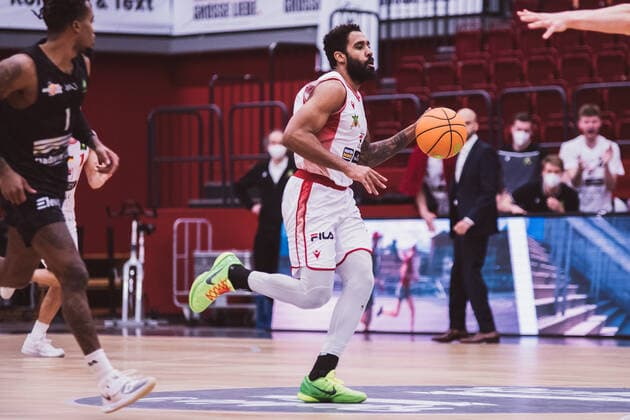 ProA 10 Matchday Artland Dragons vs Science City Jena, 16 02 2021 Gerel David Simmons Artland Dragons, 11 ProA 10 Matchday Artland Dragons vs Science City Jena on 16 02 2021 in Quakenbrueck Artland Arena , Germany, Copyright: xBEAUTIFULxSPORTS Neddermannx