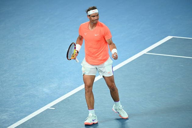 TENNIS AUSTRALIAN OPEN, Rafael Nadal of Spain reacts during his Men s singles quarter finals match against Stefanos Tsitsipas of Greece on Day 10 of the Australian Open at Melbourne Park in Melbourne, Wednesday, February 17, 2021. ( NO ARCHIVING, EDITORIAL USE ONLY, NO USE IN BOOKS WITHOUT CONSENT MELBOURNE VIC AUSTRALIA  Copyright: xDEANxLEWINSx 20210217001521197535