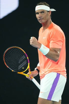TENNIS AUSTRALIAN OPEN, Rafael Nadal of Spain reacts during his Men s singles quarter finals match against Stefanos Tsitsipas of Greece on Day 10 of the Australian Open at Melbourne Park in Melbourne, Wednesday, February 17, 2021. ( NO ARCHIVING, EDITORIAL USE ONLY, NO USE IN BOOKS WITHOUT CONSENT MELBOURNE VIC AUSTRALIA  Copyright: xDAVExHUNTx 20210217001521204610