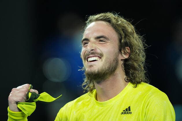 TENNIS AUSTRALIAN OPEN, Stefanos Tsitsipas of Greece reacts after defeating Rafael Nadal of Spain during their Men s singles quarter finals match against on Day 10 of the Australian Open at Melbourne Park in Melbourne, Wednesday, February 17, 2021. ( NO ARCHIVING, EDITORIAL USE ONLY, NO USE IN BOOKS WITHOUT CONSENT MELBOURNE VIC AUSTRALIA  Copyright: xDAVExHUNTx 20210217001521216356