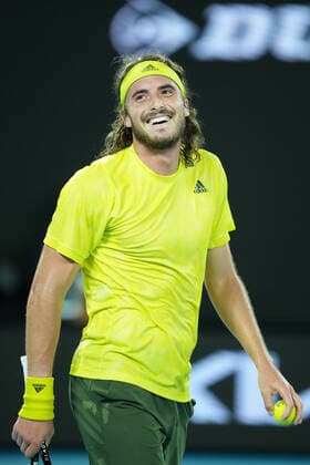 TENNIS AUSTRALIAN OPEN, Stefanos Tsitsipas of Greece reacts after defeating Rafael Nadal of Spain during their Men s singles quarter finals match against on Day 10 of the Australian Open at Melbourne Park in Melbourne, Wednesday, February 17, 2021. ( NO ARCHIVING, EDITORIAL USE ONLY, NO USE IN BOOKS WITHOUT CONSENT MELBOURNE VIC AUSTRALIA  Copyright: xDAVExHUNTx 20210218001521217259
