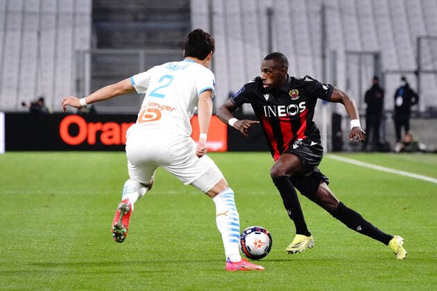 Hassane Kamara (OGC Nice) - Hiroki Sakai (Olympique de Marseille) FOOTBALL : Olympique de Marseille vs OGC Nice - Ligue 1 Uber Eats - Marseille - 17 02 2021 NorbertScanella PanoramiC 