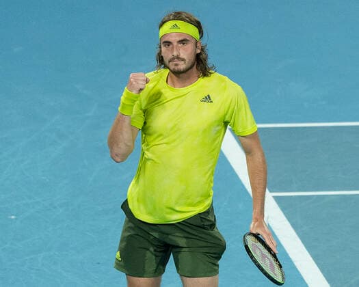 Stefanos Tsitsipas makes fist and cheers,jubilation,joy,emotion Australian Open 2021 Melbourne Park Melbourne Victoria Australia 17 02 2021 Copyright: xx