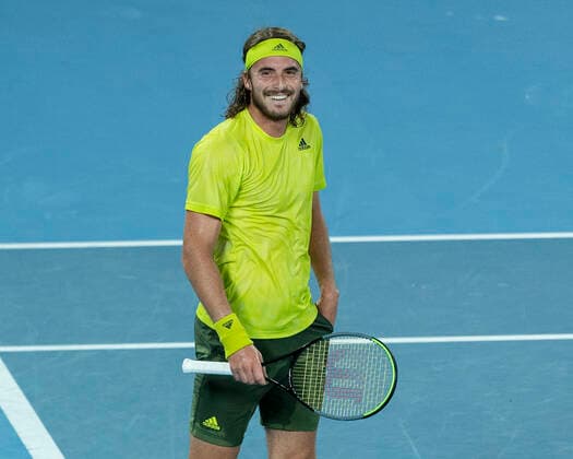 Stefanos Tsitsipas jubilant after victory,jubilation,joy,emotion Australian Open 2021 Melbourne Park Melbourne Victoria Australia 17 02 2021 Copyright: xx