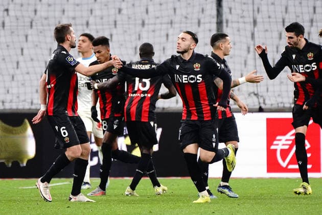 Joie - Amine Gouiri (OGC Nice) - Morgan Schneiderlin (OGC Nice) FOOTBALL : Olympique de Marseille vs OGC Nice - Ligue 1 Uber Eats - Marseille - 17 02 2021 NorbertScanella PanoramiC 