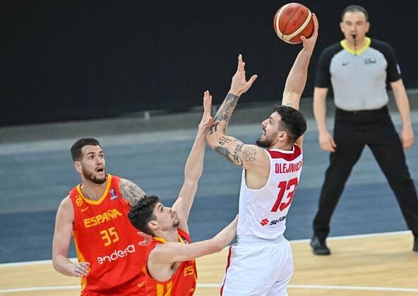 2021.02.19 Gliwice Koszykowka Mezczyzn Kwalifikacje Mistrzostw Europy FIBA EuroBasket 2022 Polska - Hiszpania N z Dominik Olejniczak Foto Lukasz Sobala PressFocus 2021.02.19 Gliwice Basketball Men s FIBA EuroBasket 2022 Qualifiers Poland - Spain Dominik Olejniczak Credit: Lukasz Sobala PressFocus NEWSPIX.PL --- Newspix.pl  20210219PF_LS256