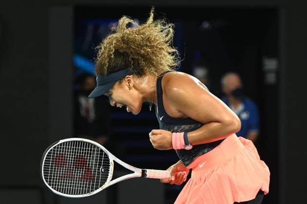 TENNIS AUSTRALIAN OPEN, Naomi Osaka of Japan celebrates winning a point in the second set before the women s singles final against Jennifer Brady on day 13 of the Australian Open tennis tournament at Rod Laver Arena in Melbourne,, Saturday, February 20, 2021. ( NO ARCHIVING, EDITORIAL USE ONLY, NO USE IN BOOKS WITHOUT CONSENT MELBOURNE VIC AUSTRALIA  Copyright: xDAVExHUNTx 20210220001521852748