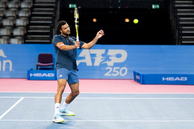 Entrainement de Jo Wilfried Tsonga (Fra) TENNIS : Open Sud de France 2021 - Montpellier - 20 02 2021 JBAutissier Panoramic 