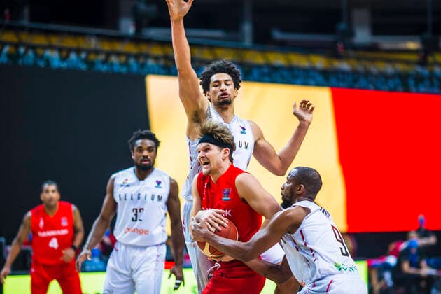 2021-02-20 Vilnius Lithuania. National teams of Belgium and Denmark play FIBA Eurobasket 2022 qualifier group C match in Vilnius on Saturday 20 of February 2022. Vilnius Lithuania KKF20210220_2941  Copyright: xKarolisxKavolelisx FIBA basketball Lithuania