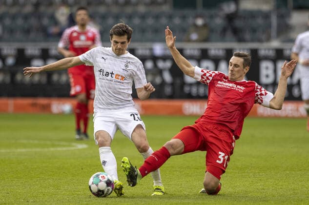 Jonas Hofmann BMG , Dominik Kohr Mainz Borussia Mönchengladbach FSV Mainz 05 20 02 2021, Football 1 Bundesliga, Season 2020 21 Photo Moritz Müller.