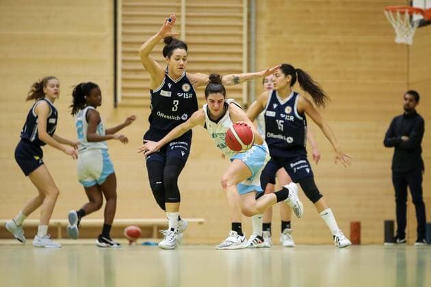Capitol Bascats Duesseldorf vs Eintracht Braunschweig LionPride, 20 02 2021 Stefanie Grigoleit 3 , Anja Fuchs Robetin 8, Capitol Bascats Duesseldorf Capitol Bascats Duesseldorf vs Eintracht Braunschweig LionPride on 20 02 2021, Duesseldorf Copyright: xBEAUTIFULxSPORTS KennyxBeelex