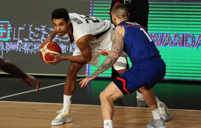 20.02.2021 Podgorica(Montenegro) Germany-Great Britain Eurobasket qualifiers men s basketball Kenneth Ogbe(L) Germany :Str