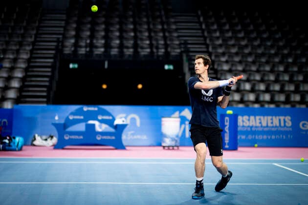 entrainement de Andy Murray (Gbr) TENNIS : Tirage au Sort - Open Sud de France 2021 - Montpellier - 20 02 2021 JBAutissier Panoramic 