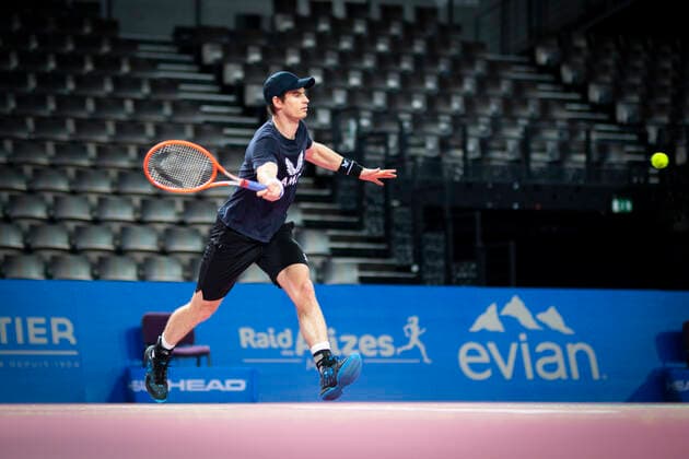 entrainement de Andy Murray (Gbr) TENNIS : Tirage au Sort - Open Sud de France 2021 - Montpellier - 20 02 2021 JBAutissier Panoramic 