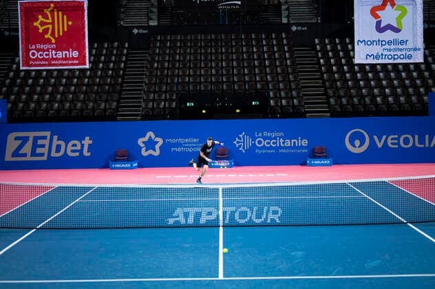 entrainement de Andy Murray (Gbr) TENNIS : Tirage au Sort - Open Sud de France 2021 - Montpellier - 20 02 2021 JBAutissier Panoramic 