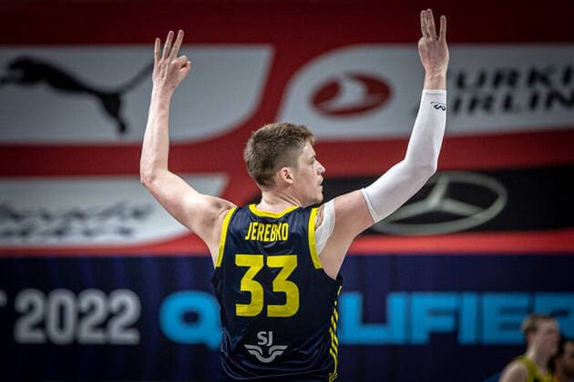 210220 This handout picture from Swedish Basketball shows Swedens Jonas Jerebko during the European Championship qualifier in basketball between Turkey and Sweden on February 20, 2021 in Istanbul,  Copyright: SvenskxBasket BB210220ZF061