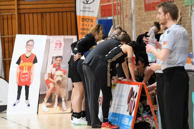 Basketball Toyota 1 DBBL, Matchday 18, GiroLive Panthers Osnabrück vs TK Hannover on 21 02 2021 at OSC Halle in Osnabrück The team of TK Hannover at Time Out Osnabrück OSC Halle Lower Saxony Germany