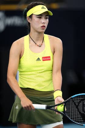 ADELAIDE, AUSTRALIA - FEBRUARY 22: Qiang Wang of China serves the ball against Olivia Gadecki of Australia during their singles match on day one of the Adelaide International tennis tournament at Memorial Drive on February 22, 2021 in Adelaide, Australia. (Photo by Peter Mundy Speed Media Icon Sportswire) TENNIS: FEB 22 - Adelaide International Icon210222081