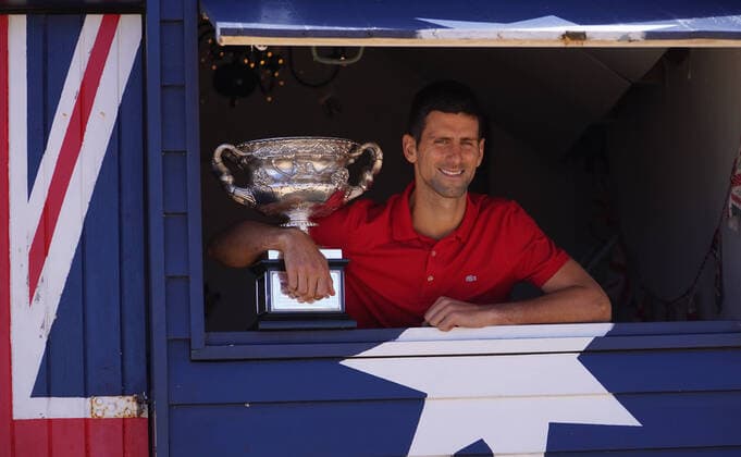 Australian Open 2021 Novak Djokovic , Serbia On Brighton Beach , melbourne