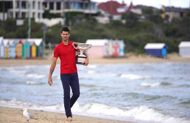 Australian Open 2021 Novak Djokovic , Serbia On Brighton Beach , melbourne