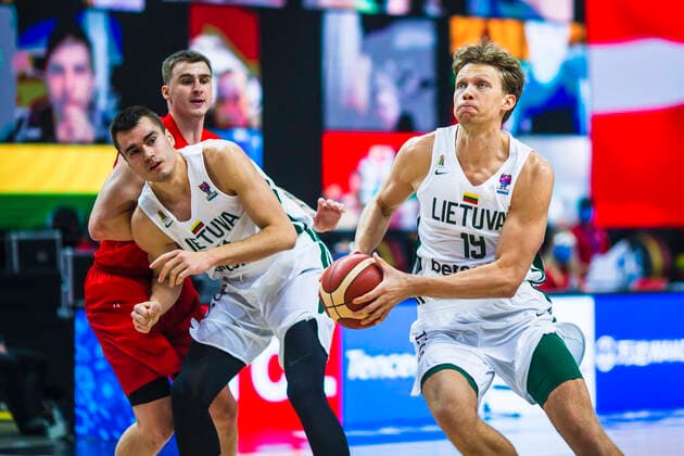 2021-02-22 Vilnius Lithuania. National teams of Lithuania and Denmark play FIBA Eurobasket 2022 qualifier group C match in Vilnius on Monday 22 of February 2022. Vilnius Lithuania KKF20210222_3160  Copyright: xKarolisxKavolelisx FIBA basketball Lithuania
