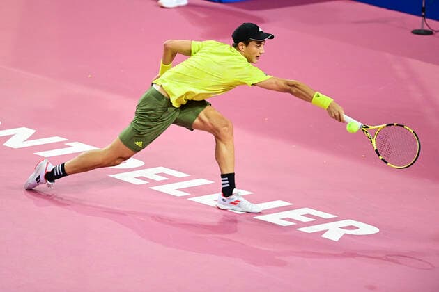 Antoine Hoang (Fra) TENNIS : Open Sud de France 2021 - Montpellier - 22 02 2021 JBAutissier Panoramic 