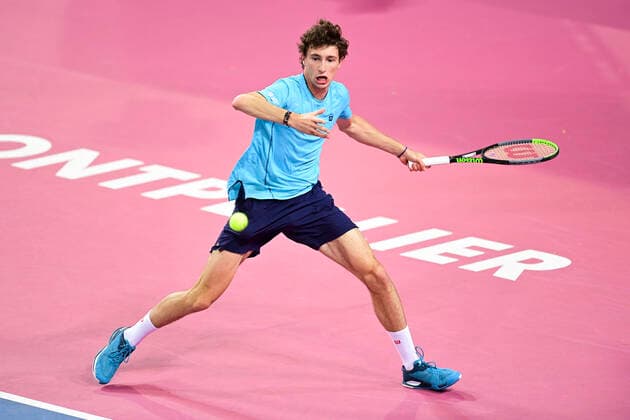 Ugo Humbert (Fra) TENNIS : Open Sud de France 2021 - Montpellier - 22 02 2021 JBAutissier Panoramic 