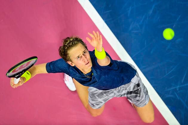 Sebastian Korda (Usa) TENNIS : Open Sud de France 2021 - Montpellier - 22 02 2021 JBAutissier Panoramic 