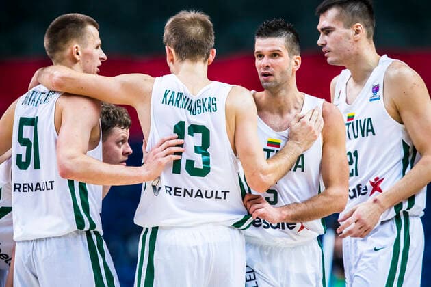 2021-02-22 Vilnius Lithuania. National teams of Denmark and Lithuania play FIBA Eurobasket 2022 qualifier group C match in Vilnius on Monday 22 of February 2022. Vilnius Lithuania KKF20210222_3205  Copyright: xKarolisxKavolelisx FIBA basketball Lithuania Denmark