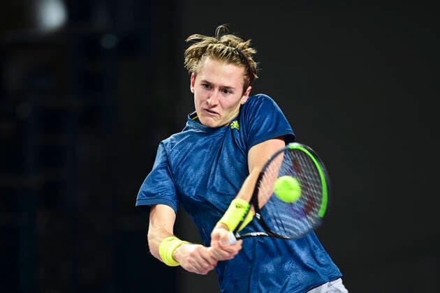 Sebastian Korda (Usa) TENNIS : Open Sud de France 2021 - Montpellier - 22 02 2021 JBAutissier Panoramic 