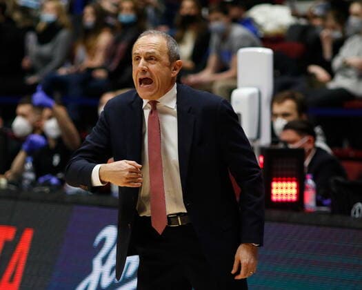 Russian Federation. Saint-Petersburg. Sibur Arena. Basketball. Euroleague 2020 2021, BC Zenit Saint Petersburg - BC Milan. Head coach of the basketball club Milan Ettore Messina. MaksimxKonstantinov