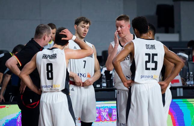 Henrik Rodl of Germany, Ismet Akpinar of Germany, Jan Niklas Wimberg of Germany, Robin Benzing of Germany, Kenneth Ogbe of Germany FIBA EuroBasket 2022 Qualifiers, 22 February, 22 02 2021 Montenegro vs Germany, Basketball, FIBA EuroBasket 2022 Qualifiers, 20 February, 22 02 2021 Podgorica Copyright: xEIBNER NikolaxKrsticx EP_EER