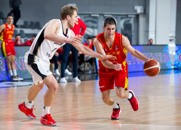 Nikola Ivanovic of Montenegro, Christian Sengfelder of Germany FIBA EuroBasket 2022 Qualifiers, 22 February, 22 02 2021 Montenegro vs Germany, Basketball, FIBA EuroBasket 2022 Qualifiers, 20 February, 22 02 2021 Podgorica Copyright: xEIBNER NikolaxKrsticx EP_EER