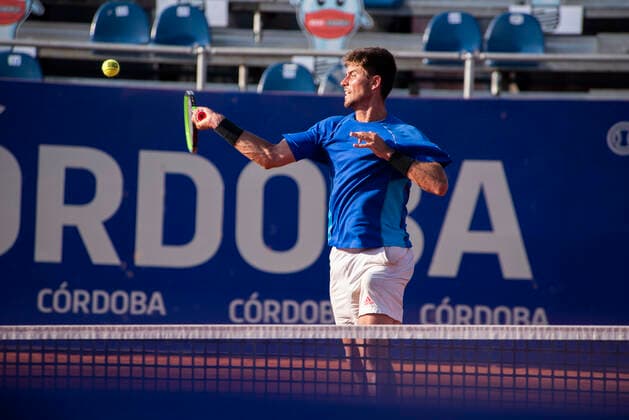 February 22, 2021, Cordoba Capital, Cordoba, Argentina: The Brazilian tennis player Joao Menezes (189, BRA) fell to Juan Manuel Cerundolo (332, ARG) by 6-4 and 6-4. Cordoba Capital Argentina - ZUMAb196 20210222_zip_b196_080 Copyright: xDanielxBustosx