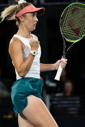ADELAIDE, AUSTRALIA - FEBRUARY 23: Storm Sanders of Australia celebrates a win against Ajla Tomljanovic of Australia during their singles match on day two of the Adelaide International tennis tournament at Memorial Drive on February 23, 2021 in Adelaide, Australia. (Photo by Peter Mundy Speed Media Icon Sportswire) TENNIS: FEB 23 - Adelaide International Icon210223033