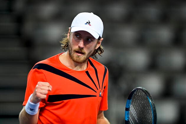 Lucas Pouille (Fra) TENNIS : Open Sud de France 2021 - Montpellier - 23 02 2021 JBAutissier Panoramic 