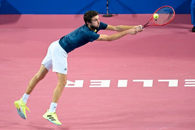 Gilles Simon (Fra) TENNIS : Open Sud de France 2021 - Montpellier - 23 02 2021 JBAutissier Panoramic 