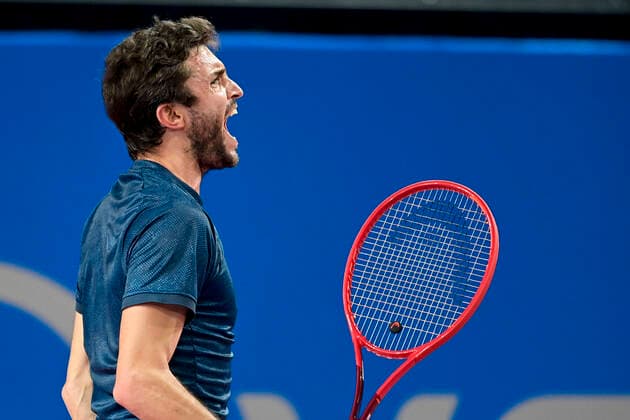 Gilles Simon (Fra) TENNIS : Open Sud de France 2021 - Montpellier - 23 02 2021 JBAutissier Panoramic 