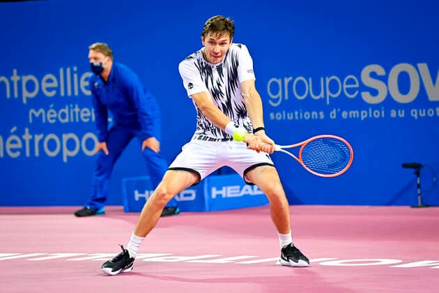 Egor Gerasimov (Blr) TENNIS : Open Sud de France 2021 - Montpellier - 23 02 2021 JBAutissier Panoramic 