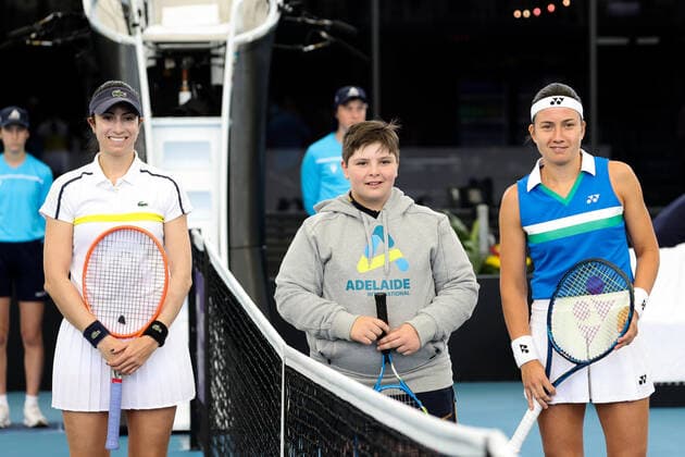 ADELAIDE, AUSTRALIA - FEBRUARY 24: Anastasija Sevastova of Lativa and Christina McHale of United States before their singles match on day three of the Adelaide International tennis tournament at Memorial Drive on February 24, 2021 in Adelaide, Australia. (Photo by Peter Mundy Speed Media Icon Sportswire) TENNIS: FEB 24 - Adelaide International Icon210224002
