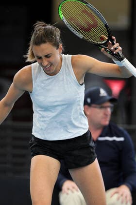 ADELAIDE, AUSTRALIA - FEBRUARY 24: Petra Martic of Croatia reacts on a point against Coco Gauff of United States during their singles match on day three of the Adelaide International tennis tournament at Memorial Drive on February 24, 2021 in Adelaide, Australia. (Photo by Peter Mundy Speed Media Icon Sportswire) TENNIS: FEB 24 - Adelaide International Icon210224166