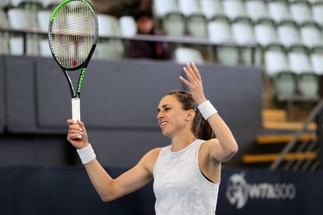 ADELAIDE, AUSTRALIA - FEBRUARY 24: Petra Martic of Croatia reacts on a point against Coco Gauff of United States during their singles match on day three of the Adelaide International tennis tournament at Memorial Drive on February 24, 2021 in Adelaide, Australia. (Photo by Peter Mundy Speed Media Icon Sportswire) TENNIS: FEB 24 - Adelaide International Icon210224178