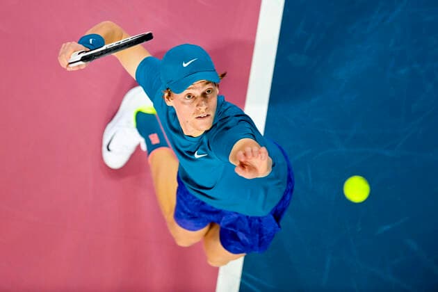 Jannik Sinner (Ita) TENNIS : Open Sud de France 2021 - Montpellier - 24 02 2021 JBAutissier Panoramic 