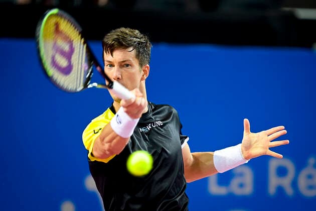 Aljaz Bedene (Slo) TENNIS : Open Sud de France 2021 - Montpellier - 24 02 2021 JBAutissier Panoramic 