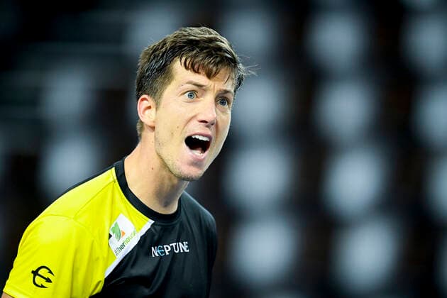 joie d Aljaz Bedene (Slo) TENNIS : Open Sud de France 2021 - Montpellier - 24 02 2021 JBAutissier Panoramic 