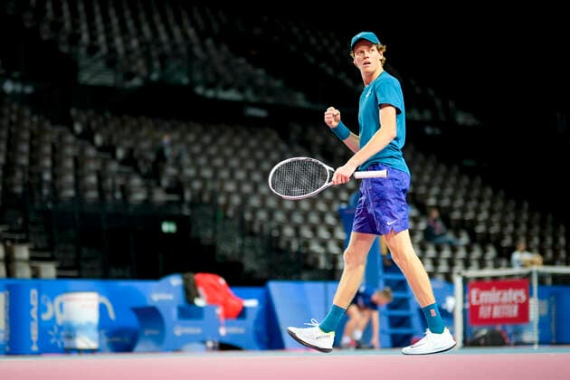 Jannik Sinner (Ita) TENNIS : Open Sud de France 2021 - Montpellier - 24 02 2021 JBAutissier Panoramic 