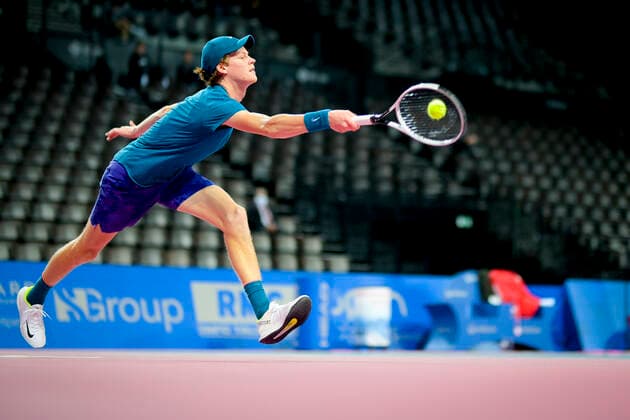 Jannik Sinner (Ita) TENNIS : Open Sud de France 2021 - Montpellier - 24 02 2021 JBAutissier Panoramic 