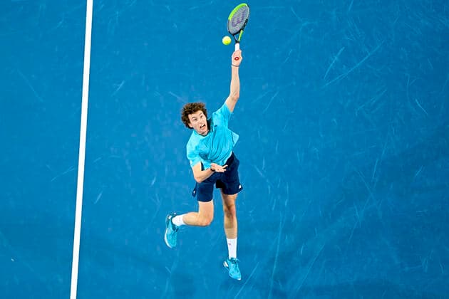 Ugo Humbert (Fra) TENNIS : Open Sud de France 2021 - Montpellier - 24 02 2021 JBAutissier Panoramic 